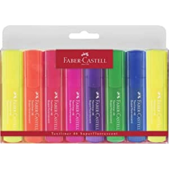 Teksta marķieru komplekts Faber-Castell Superflourescent 1-5mm, nošķelti 8 krāsas