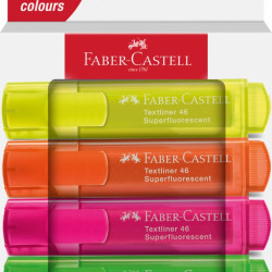 Teksta marķieru komplekts Faber-Castell 46 Superfluorsecent, 1-5mm, nošķelts, 4 krāsas