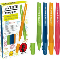 Ручка шариковая "deVENTE. Study Pen" обучающая письму, для правшей, d=0,7 мм, с каучуковым держателем, сменный стержень, с индивидуальной маркировкой, синие чернила