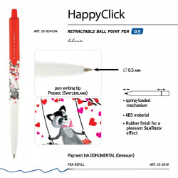 *Lodīšu pildspalva Bruno Visconti HappyClick Jenots, automātiska, 0.5mm, zila