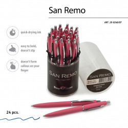 *Lodīšu pildspalva HobbyTime San Remo, rozā korpuss, automātiska, 1mm, zila