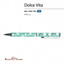 Lodīšu pildspalva HobbyTime Dolce Vita Ziedi, pagriežama, 1mm, zila