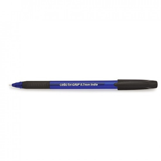 Шариковая ручка Cello Trimate Grip синего цвета с синим корпусом