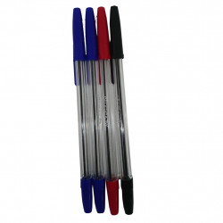 Ручка шариковая Attomex 0,7 мм (2 синих, черная, красная) 4шт/уп