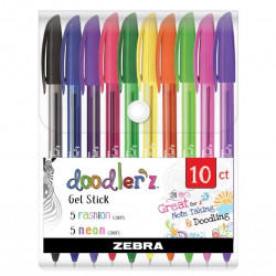 Gēla pildspalvu komplekts Zebra Doodlerz 10 krāsas