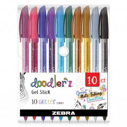 Gēla pildspalvu komplekts Zebra Doodlerz, 10 krāsas ar spīdumiem