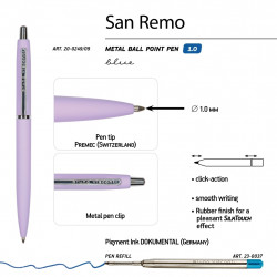 *Lodīšu pildspalva Bruno Visconti San Remo, automātiska, violets korpuss, 1mm, zila