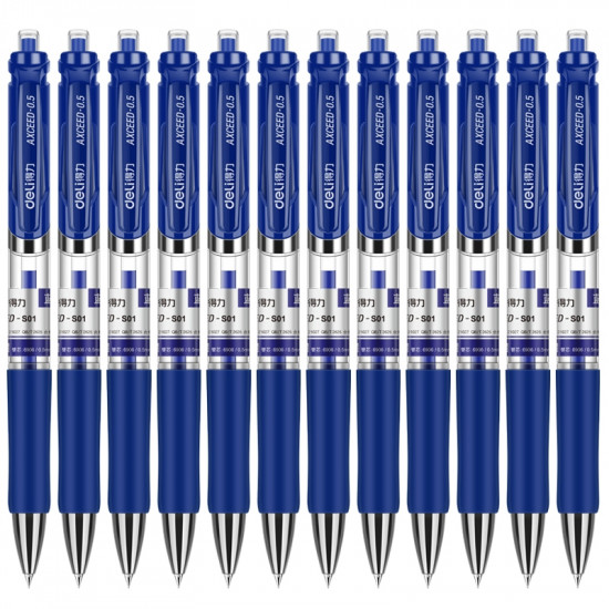 Gēla pildspalva Deli S01, 0.5mm, automātiska, zila