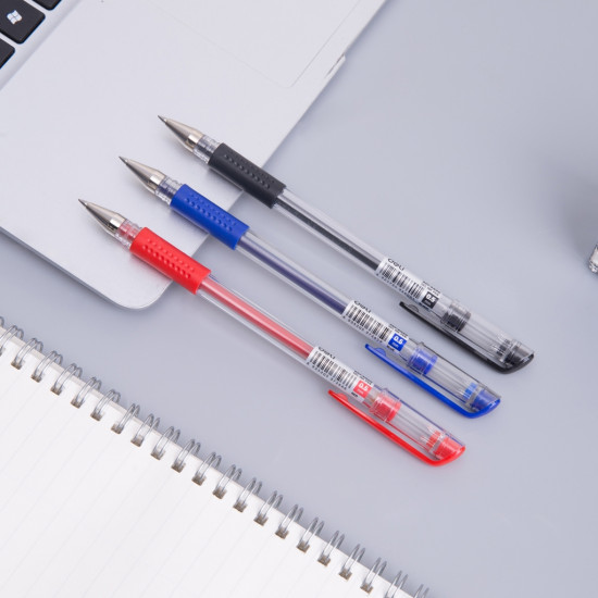 Ручка гелевая Deli E6600blue 0.5мм резиновая манжета прозрачный синие чернила