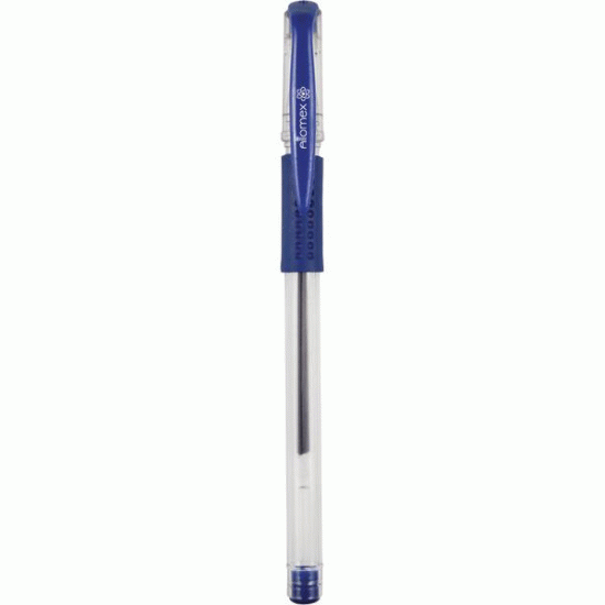 Ручка гелевая "Attomex" d=0,5 мм, прозрачный корпус с металлическим наконечником и каучуковым держателем, сменный стержень, индивидуальная маркировка, синяя
