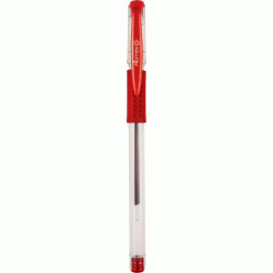 Ручка гелевая "Attomex" d=0,5 мм, прозрачный корпус с металлическим наконечником и каучуковым держателем, сменный стержень, индивидуальная маркировка, красная
