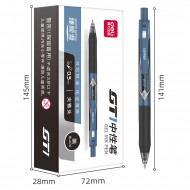 *Gēla pildspalva Deli GT1, 0.5mm, automātiska, melna, asorti korpuss