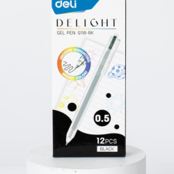 Gēla pildspalva Deli Delight 0,5mm, automātiska, melna