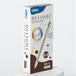 Gēla pildspalva Deli Delight, 0.5mm, automātiska, brūna