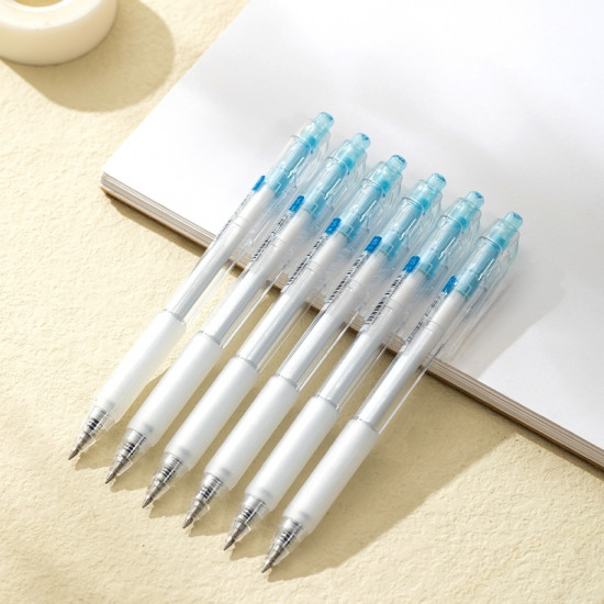 Gēla pildspalva Deli G057, 0,5mm, automātiskā, zila