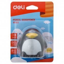 Описание:Точилка для карандашей ручная Deli E0563 Пингвин 2 отверстия пластик ассорти