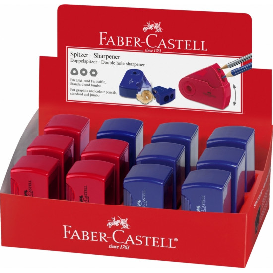 Zīmuļu asināmais Faber-Castell Sleeve ar konteineru, 2 diametri,  asorti