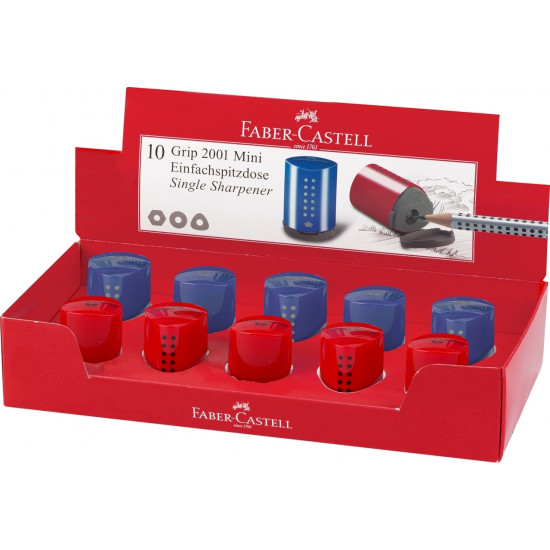 Zīmuļu asināmais Faber-Castell Grip 2001 Mini ar 1 diametru un konteineru, asorti