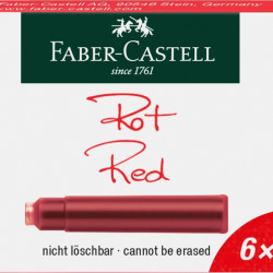 *Tintes kasetnes Faber-Castell, 6gab/iep, sarkanas