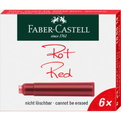 Tintes kasetnes Faber-Castell, 6gab/iep, sarkanas