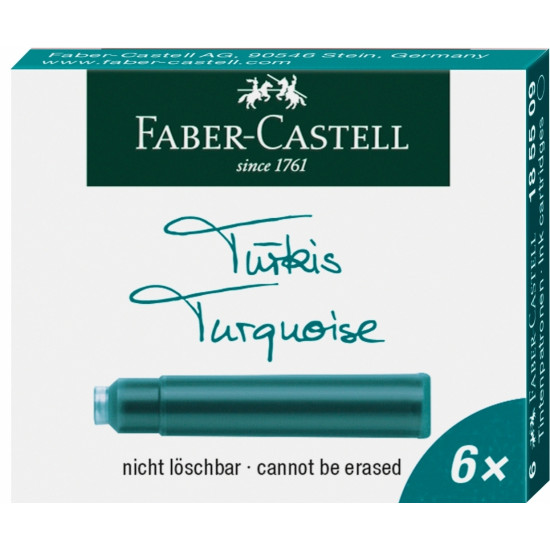 Tintes kasetnes Faber-Castell 6gab./iep., tirkīza