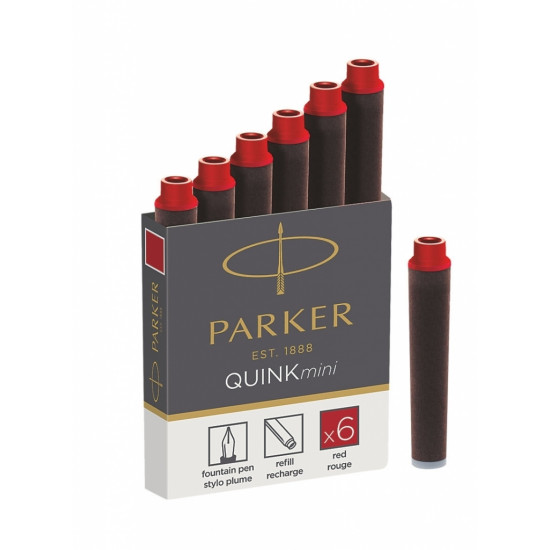 *Tintes kapsulas Parker Quink Mini, 6gab/iep, sarkanas