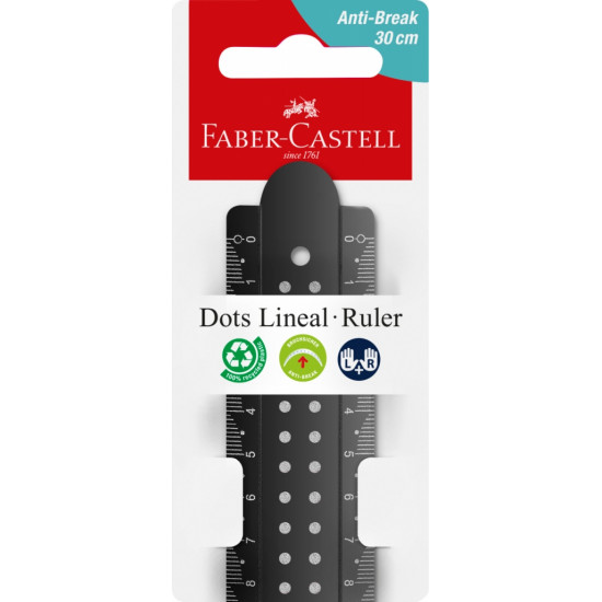 Lineāls Faber-Castell Dots 30cm, plastmasas, asorti