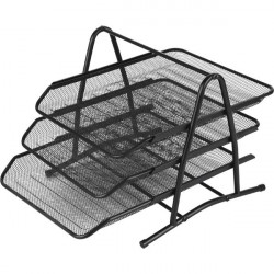 Horizontāls metāla plauktu komplekts uz statīva ar 3 nodalījumiem deVente, A4, melns