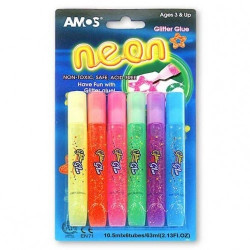 Šķidrā līme Amos Neon ar spīdumiem, 10.5ml, 6 krāsas
