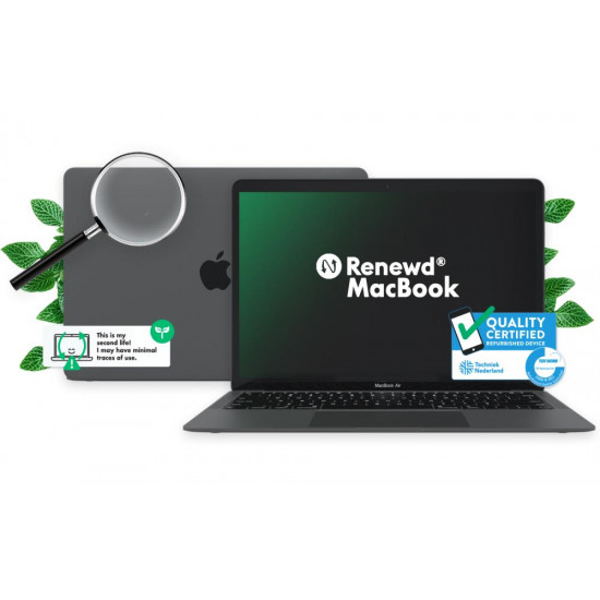 Notebook|RENEWD|MacBook Air|1600 MHz|13.3"|2560x1600|RAM 8GB|SSD 256GB|Intel UHD Graphics 617|Integrated|ENG|macOS Mojave|Space Gray|1.25 kg|RND-MVFJ2
