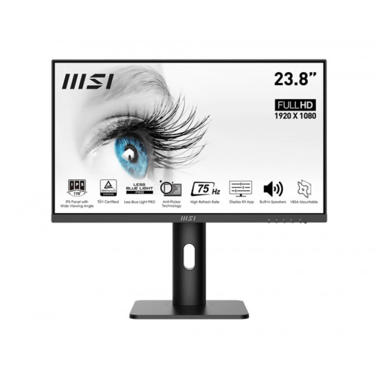LCD Monitor|MSI|PRO MP243P|23.8"|Business|Panel IPS|1920x1080|16:9|75Hz|Matte|5 ms|Speakers|Swivel|Pivot|Height adjustable|Tilt|Colour Black|PROMP243P