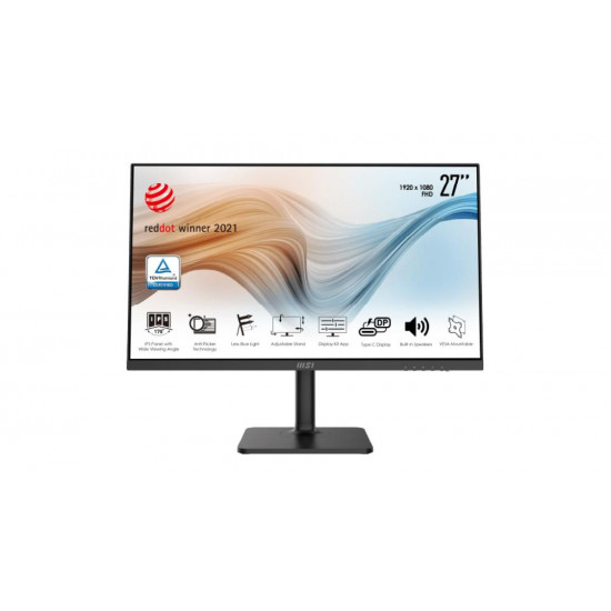 LCD Monitor|MSI|MODERN MD271P|27"|Business|Panel IPS|1920x1080|16:9|75Hz|Matte|5 ms|Speakers|Swivel|Pivot|Height adjustable|Tilt|MODERNMD271P