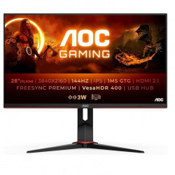 LCD Monitor|AOC|U28G2XU2/BK|28"|Gaming/4K|Panel IPS|3840x2160|16:9|144hz|Matte|1 ms|Speakers|Swivel|Pivot|Height adjustable|Tilt|Colour Black / Red|U28G2XU2/BK