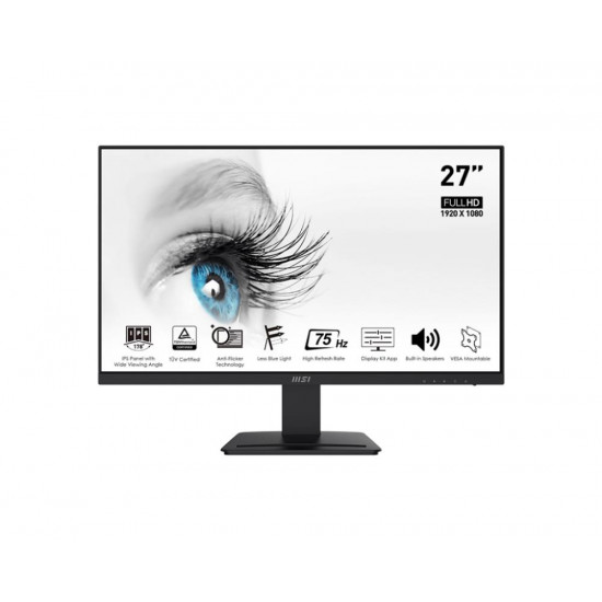 LCD Monitor|MSI|PRO MP273|27"|Business|Panel IPS|1920x1080|16:9|75Hz|Matte|5 ms|Speakers|Tilt|Colour Black|PROMP273